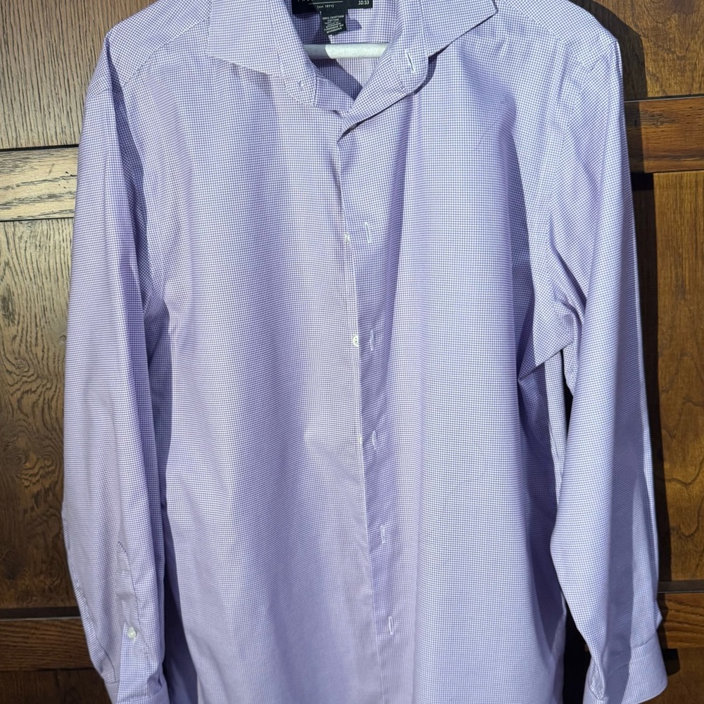 2/$25 Pronto Uomo Lavender Checkered Dress Shirt 16 32/33
